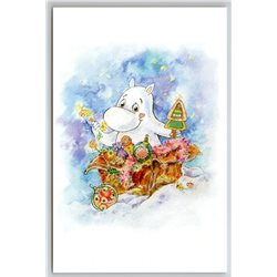 FUNNY MOOMIN with Christmas Gifts Ball Decoration Muumi New Unposted Postcard