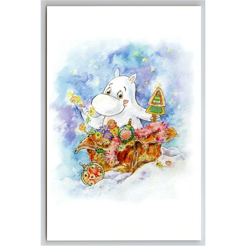 FUNNY MOOMIN with Christmas Gifts Ball Decoration Muumi New Unposted Postcard