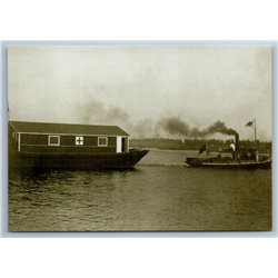 WWI RED CROSS Lazarete barge in tow Navy Fleet Photo NEW Russian Postcard