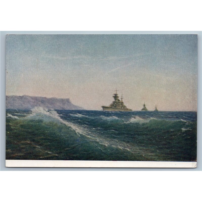 1956 BATTLE PATROL SHIP Out to Black Sea by Titov RARE Soviet USSR Postcard