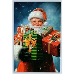 SANTA CLAUS with CHRISTMAS GIFTS by Missman Russian New Postcard