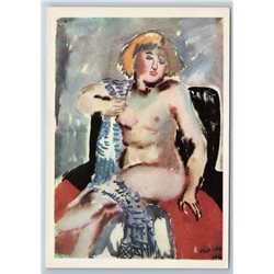 1974 NUDE MODEL WOMAN Primitiva Art by Mavrina Soviet USSR Postcard