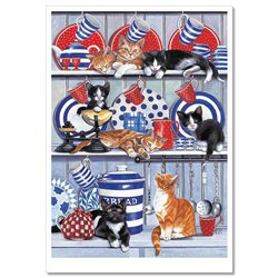 TEA party Porcelain Kittens Cat Buffet by Steve Read Russian Modern Postcard