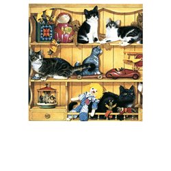 CATS Kittens on TOYS cupboard by Ivory NEW Russian Postcard