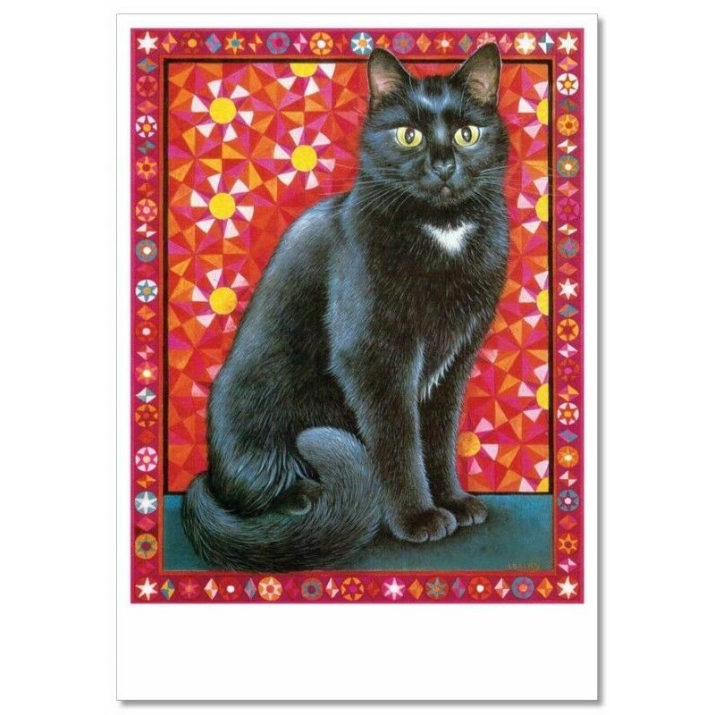 BLACK CAT Pattern Design by Ivory NEW Russian Postcard
