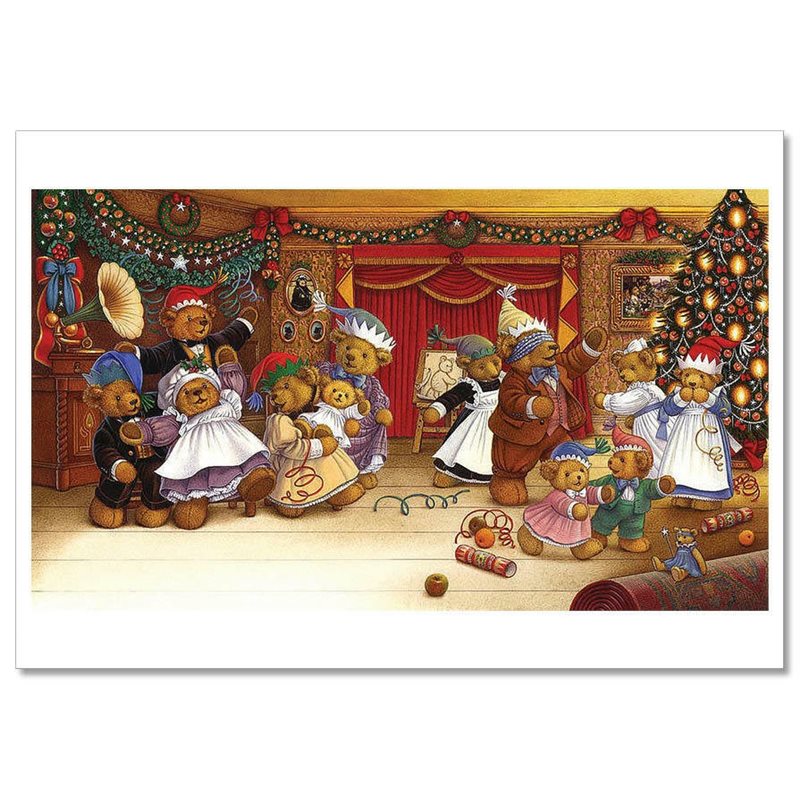 TEDDY BEAR Christmas Holiday Dance Tree Decoration NEW Russian Postcard
