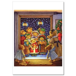 TEDDY BEAR Christmas singing Lamp Door House NEW Russian Postcard