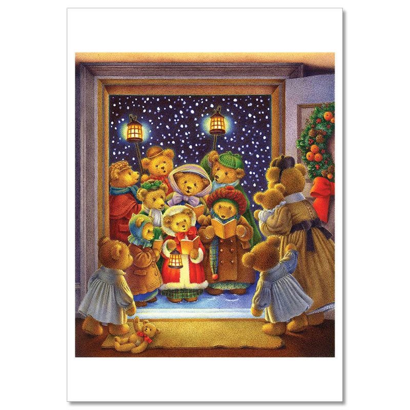 TEDDY BEAR Christmas singing Lamp Door House NEW Russian Postcard