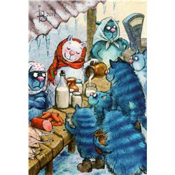 BLUE CAT farmer's market, envious person by Irina Zenyuk Russia Modern Postcard