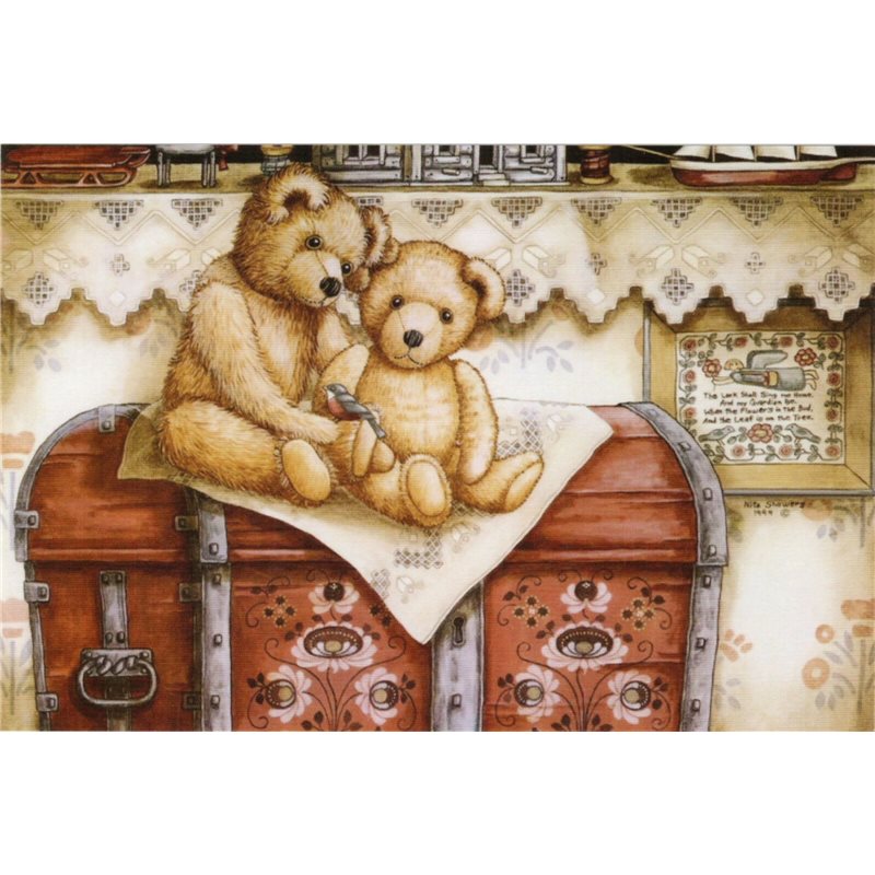 TEDDY BEAR on a chest by Nita Showers Toys Russian Modern Postcard