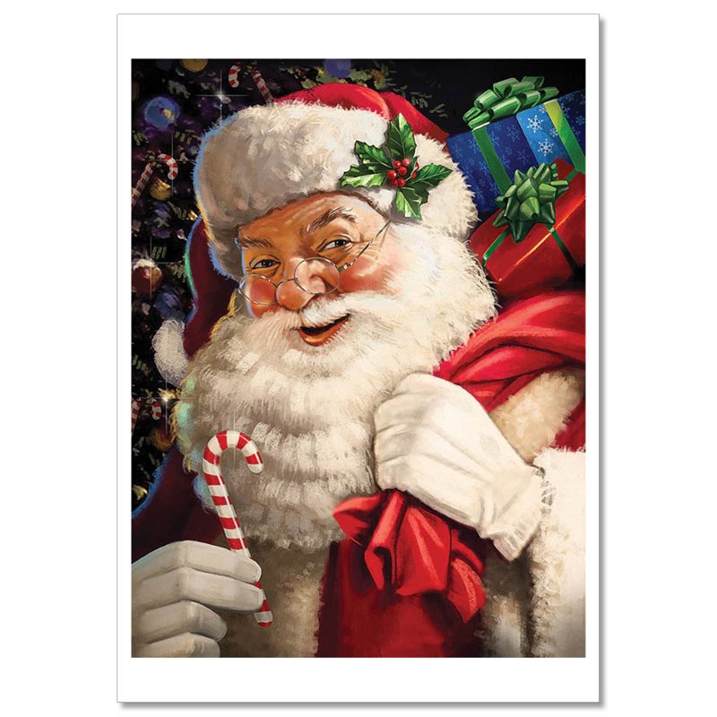 SANTA CLAUS with Christmas Gifts Bag Candy New Unposted Postcard