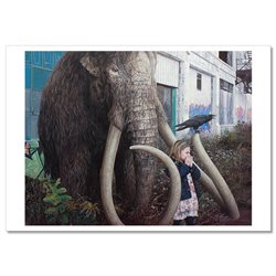 LITTLE GIRL with Mammoth and Raven City Graffiti New Unposted Postcard