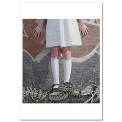 LITTLE GIRL with Snake Scared City New Unposted Postcard