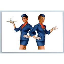 PIN-UP Girl Flight attendants Stewardess AVIA Aeroflot Russian Postcard