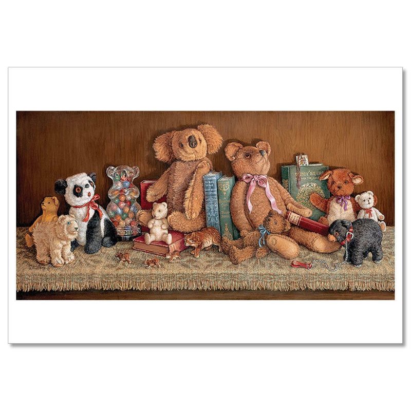 TEDDY BEAR Toy Interior Book Child ART by Janet Kruskamp Russian Modern Postcard