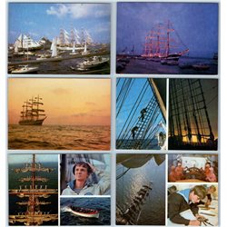 KRUZENSHTERN four-masted barque Sailboat Nazi Lot 12 Russian Postcards in Folder