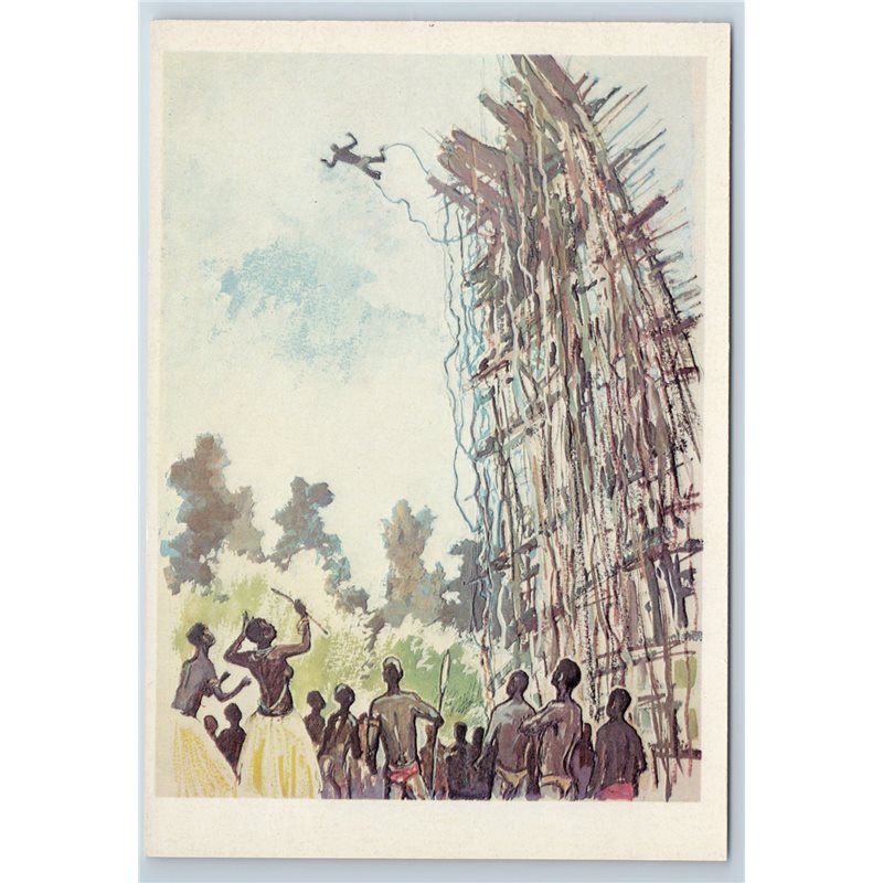 1981 SPORT Jumpers of Pentecost Island Jump Soviet USSR Postcard