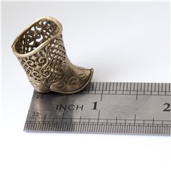 Thimble High BOOT Open Work Solid Brass Metal Russian Style Sewing Collectible