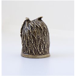 Thimble BIRD WISE OWL Yellow Eyes rhinestones Solid Brass Metal Russian Souvenir