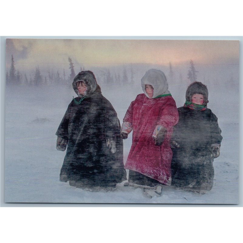 COLD, VERY COLD Little Childs FAR NORTH Tundra Nenets Arctic Russia New Postcard
