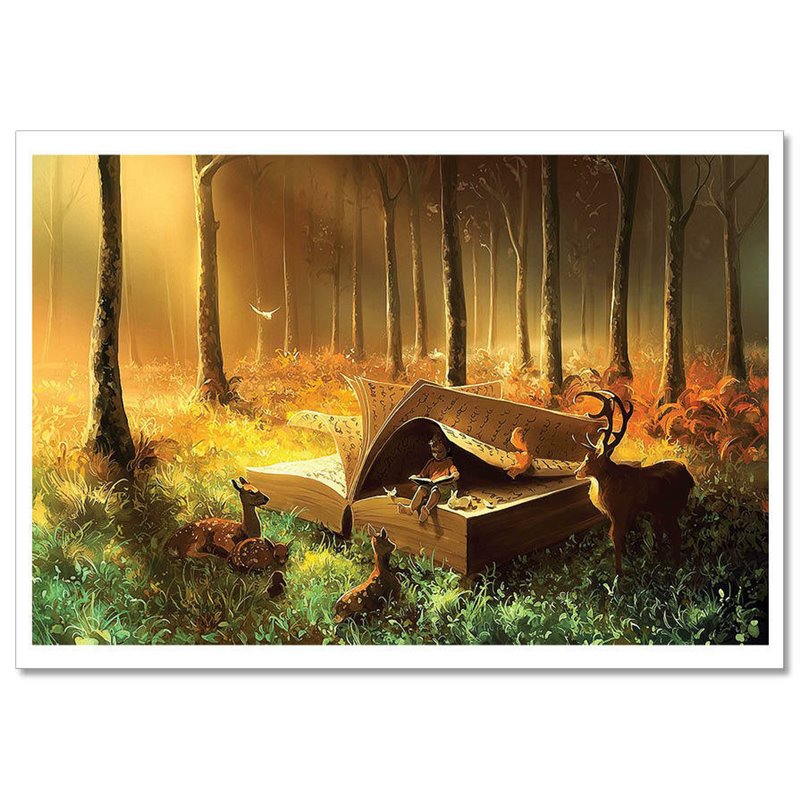 Little boy read book Forest Fantasy by Cyril Rolando Russian Modern Postcard