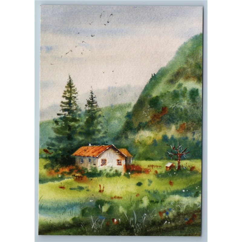 WOODEN HOUSE Cottage near Mountain Forest Hill Peasant Landscape New Postcard