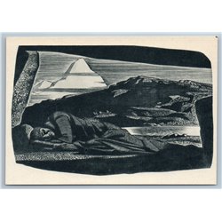 1960 ROCKWELL KENT NORTHERN NIGHT Sleeping man Woodcut Rare Soviet USSR Postcard