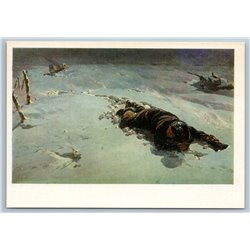 1975 WWII SOLDIER near TANK Downed plane Military No man's land USSR Postcard