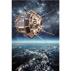 Postcard SPACE SATELLITE Cosmos Earth Planet Sputnik Sky Star Photo Collage NEW