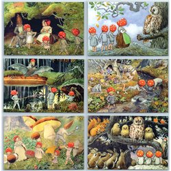 CHILDREN OF THE FOREST GNOMES Fantasy by ELSA BESKOW SET of 6 New Postcards