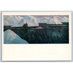 1976 SOVIET SUBMARINE in ICE Far North Military Boat Soviet USSR Postcard