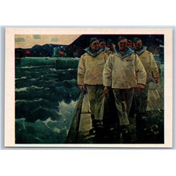 1976 SOVIET NORTHERN FLEET Sailors submariners divers Military USSR Postcard