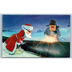 1974 DED MOROZ n Metal Welder Industrial TOYS Happy New Year Soviet USSR Postcard