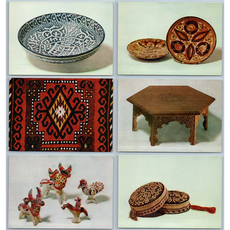 1975 FOLK ART of UZBEKISTAN Asia Ethnic SET of 13 Unposted Postcards