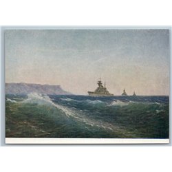1956 WARSHIPS patrol borders BLACK SEA Military Ships Guard Soviet USSR Postcard