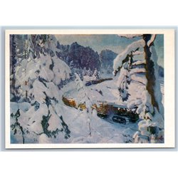 1979 TRACTOR Logging Timber Harvest INDUSTRIAL Winter Forest Soviet Postcard
