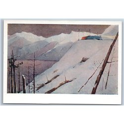1961 RAILWAY TRAIN Railroad Russian Industrial Landscape Winter Soviet Postcard