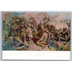 1958 WWII SOVIET SOLDIERS REST between battles Military Rifle USSR Postcard