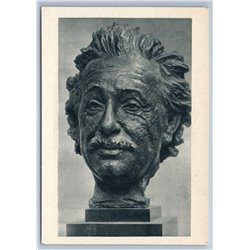 1960 ALBERT EINSTEIN Sculpture Head Bust Bronze USA Art Soviet USSR Postcard