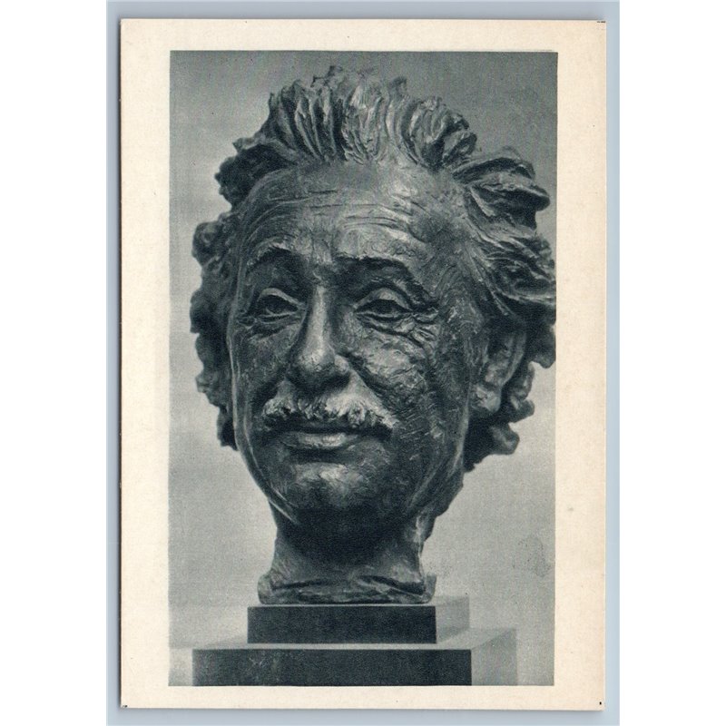 1960 ALBERT EINSTEIN Sculpture Head Bust Bronze USA Art Soviet USSR Postcard