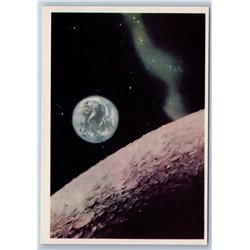1971 SOVIET COSMOS Zond 5 Earth from Moon Planet Open Space USSR Postcard