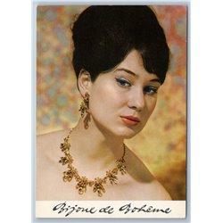 WOMAN VINTAGE Jewellery Set Necklace JABLONEX Czech BIJOUX ADVERTISE Postcard