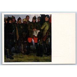 1975 RKKA SOLDIERS with guide Red Army Uniform budenovka Patriotic USSR Postcard