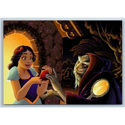 SNOW WHITE and WITCH Poisoned Apple Mirror Cartoon Art Russian New Postcard