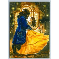 BEAUTY and THE BEAST dancing Ball Cartoon Fantasy Russian New Postcard