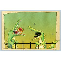 CROCODILE CROCO Yell as CATS Funny Comic Alligator Unusual Russian New Postcard