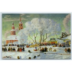 RUSSIAN PEASANT WINTER Church Carnival ETHNIC Horse Carriage New Postcard