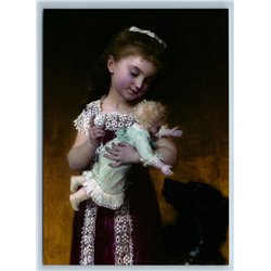 LITTLE GIRL with her DOLL Toy by Munler New Unposted Postcard