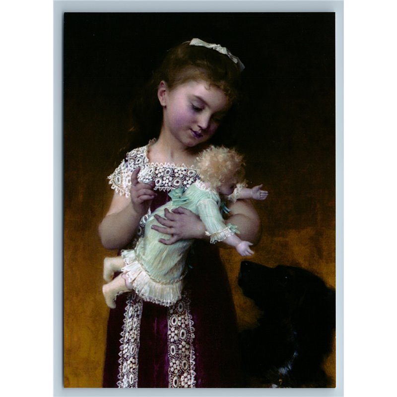 LITTLE GIRL with her DOLL Toy by Munler New Unposted Postcard