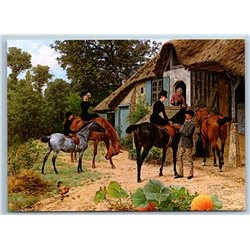 LADY n Gentleman horse ride Peasant Old Fashion New Unposted Postcard